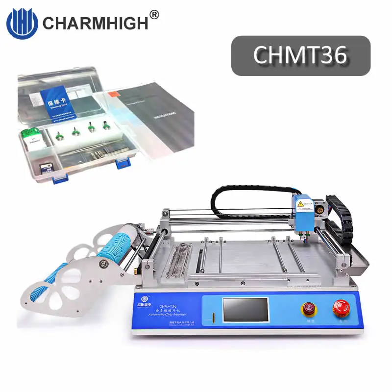 Настольный CHM-T36 SMT SMD светодиодный палочки и место машина 2 головки 29 кормушки Charmhigh chmt36, PCB 410*360 мм