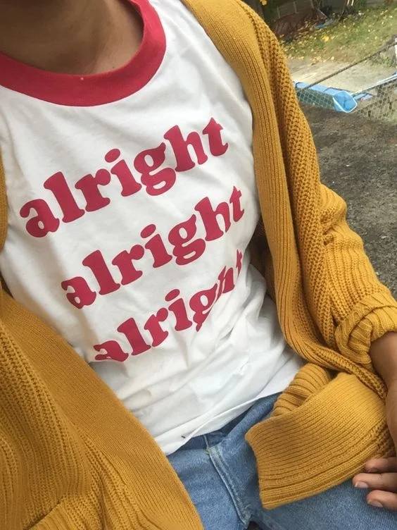 

Alright Women Retro Ringer Tee Summer Fashion White Red Ringer Tops Causal Short Sleeves funny quote slogan art shirt