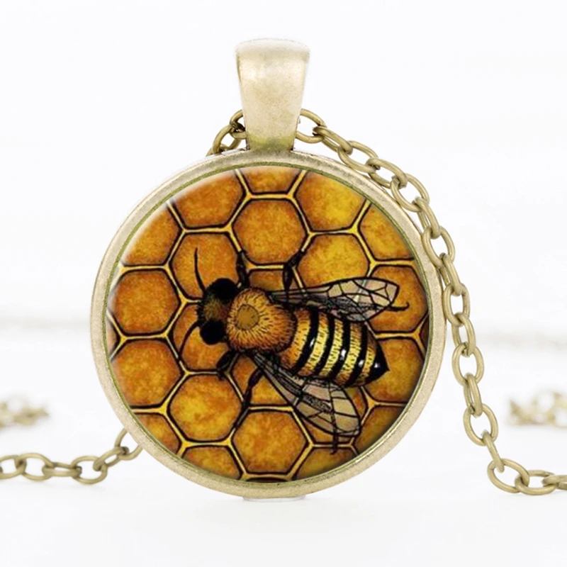 Креативное ожерелье SUTEYI с узором пчел стеклянный кабошон подвеска Модная