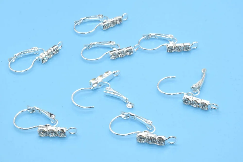 20pcs 3 tablets of crystal/lot Silver colorColor Copper Metal Clip Earrings Hole 13*29mm Diy Earring Hook Craft Jewelry | Украшения и