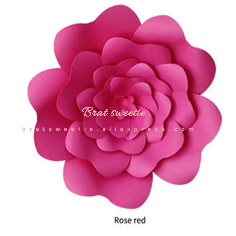 s4 rose red DIY большая Роза гигантские Бумажные цветы для свадебных фонов украшения бумажные поделки для детской комнаты день рождения видео-обучающие материалы - Цвет: s4 rose red