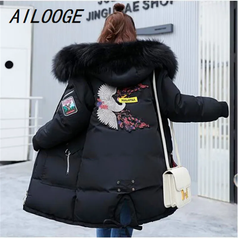 

AILOOGE hick Warm Hooded Cotton Long Parka Plus Size Women Winter Coat Jacket Clothing For Mujer Feminine De Inverno Casaco