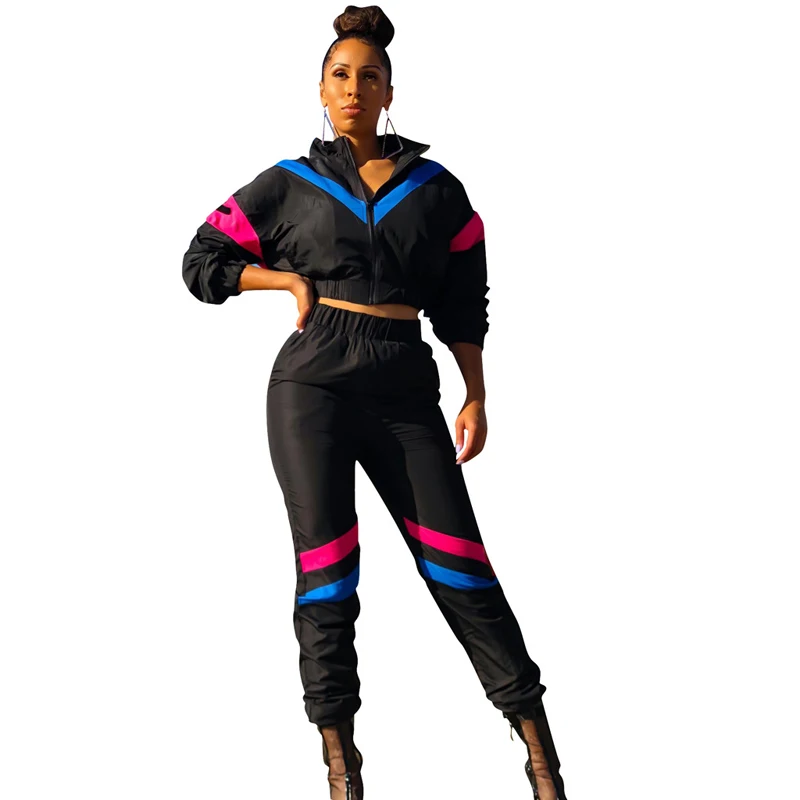 Осенний Повседневный женский спортивный костюм из 2 предметов короткие пальто на