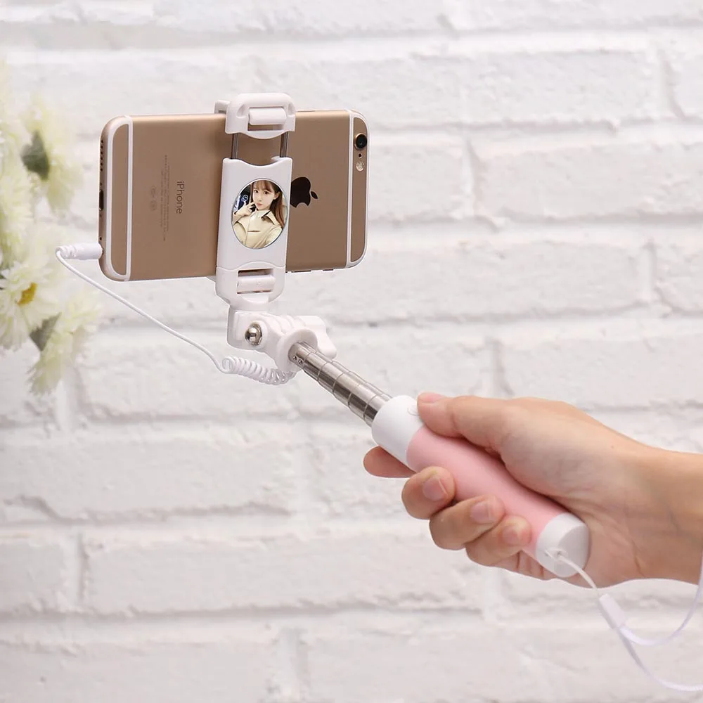 Универсальный мини-монопод Macaron Цвета Выдвижная селфи палка для IPhone 6 S Plus 5 5S 360