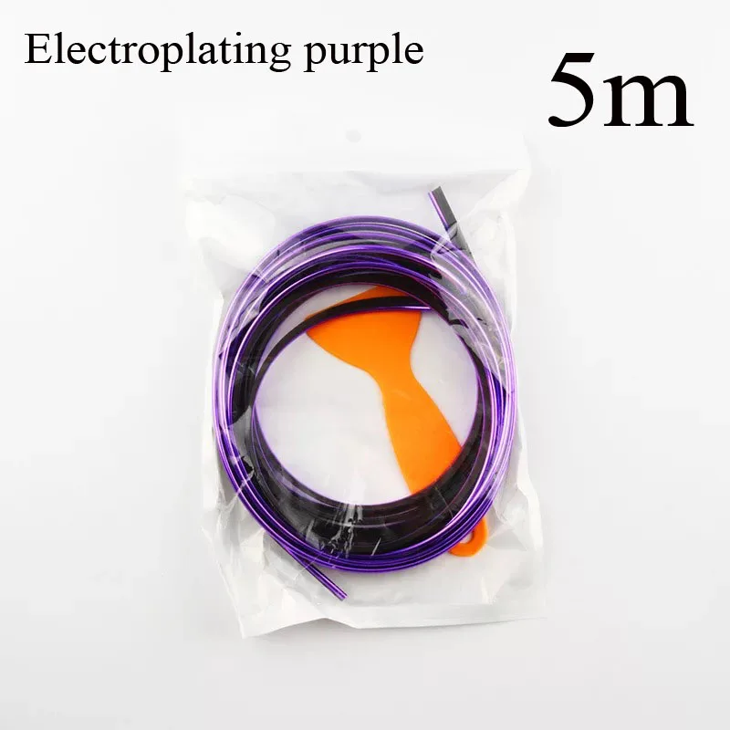 electroplatingpurple Автомобильный Стайлинг, 5 м/шт., универсальный, сделай сам, гибкий, для украшения интерьера, Формовочная отделка, полоски, Автомобильный Центральный контроль и полоса для отделки дверей - Название цвета: electroplatingpurple