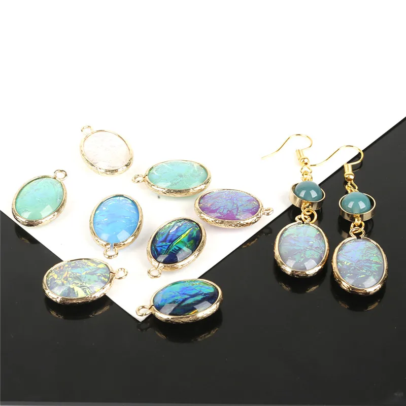 Овальные модные яркие подвески для сережек ожерелий ювелирных изделий фурнитура