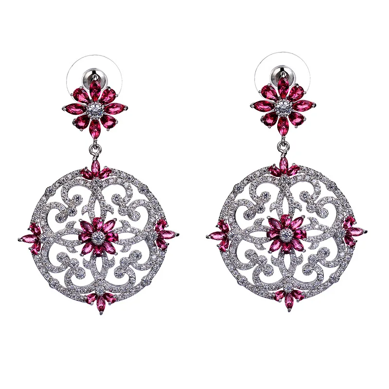 Серьги-подвески с фианитом