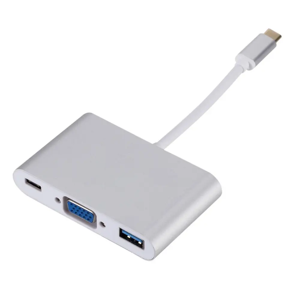 Silver Usb-хаб type C-VGA адаптер для MacBook Air 13 док-станция Hab USB-C концентратор USB 3,0 PD VGA Ноутбук Тип C адаптер сплиттер конвертер - Цвет: Silver