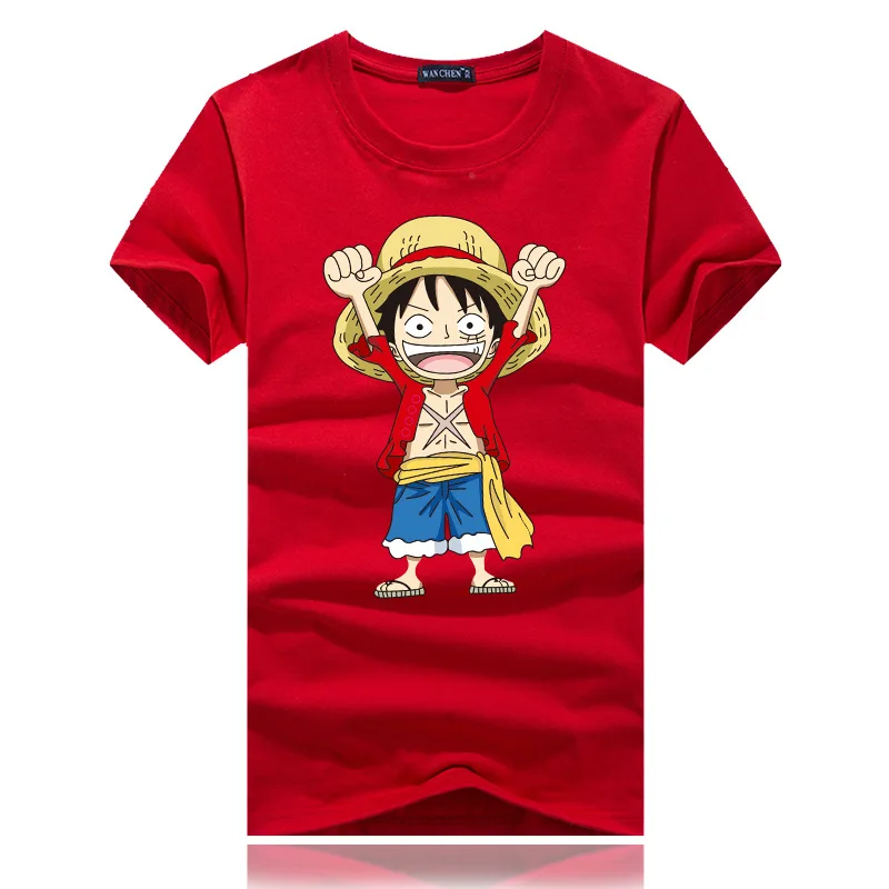 Мужская модная футболка с мультипликационным принтом One Piece Luffy мужская