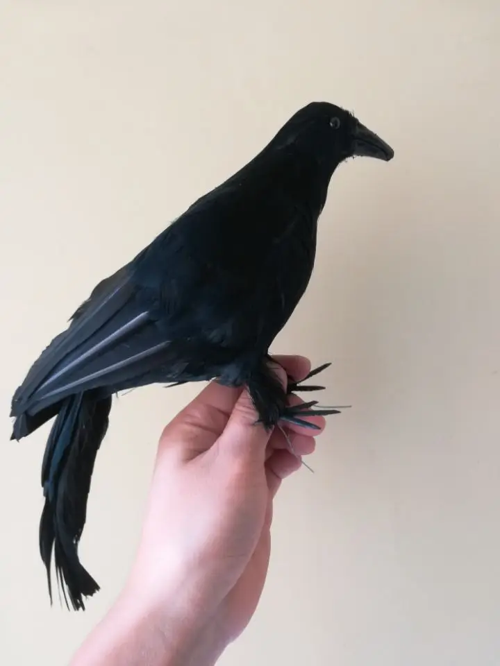 

large 30cm black crow bird Halloween prop toy model home decoration gift h1007