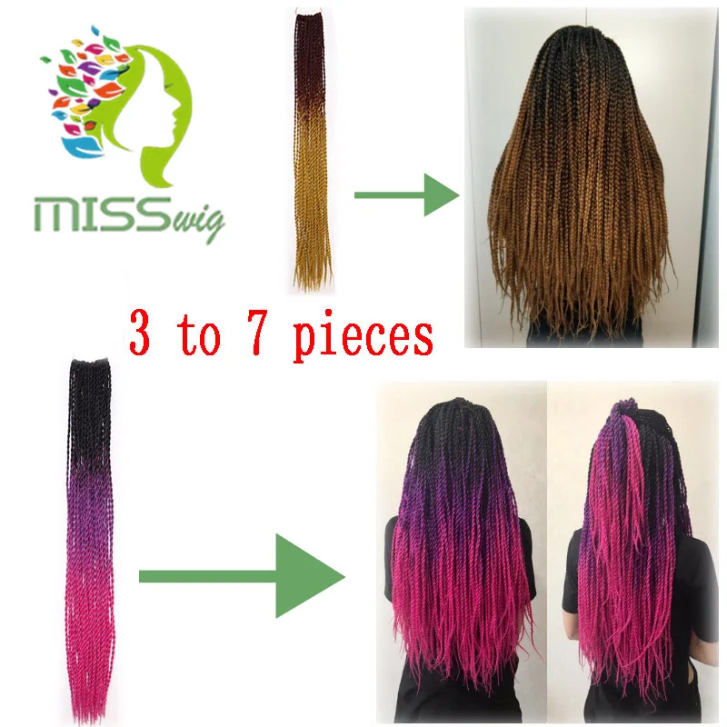 Miss wig Омбре Сенегальские вьющиеся волосы крючком косы 24 дюйма 35 цветов