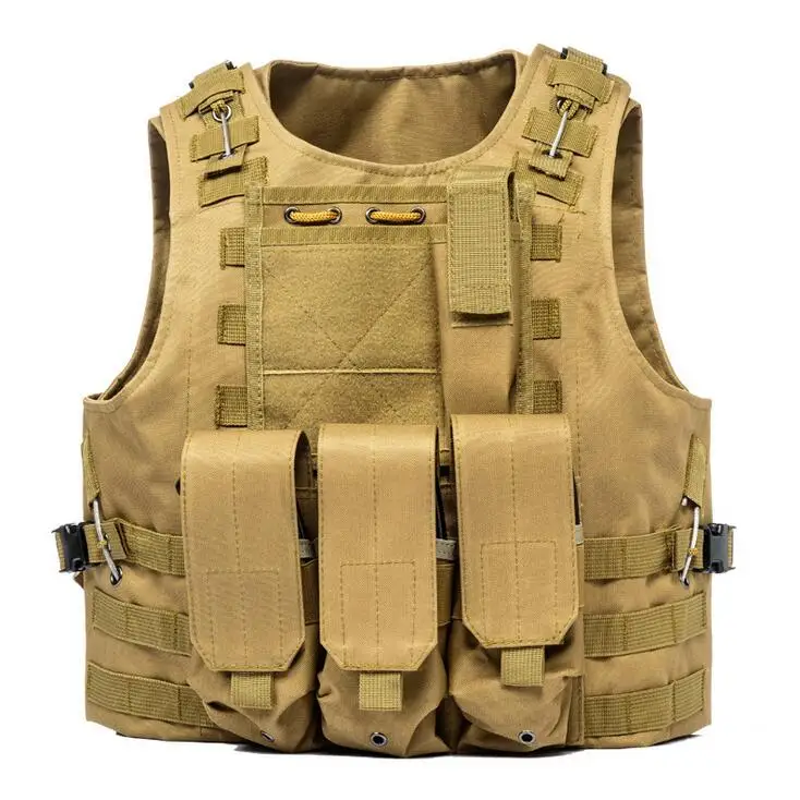 USMC страйкбол военный тактический жилет Molle Боевая штурмовая пластина Перевозчик тактический жилет 7 цветов CS верхняя одежда охотничий жилет - Цвет: Khika