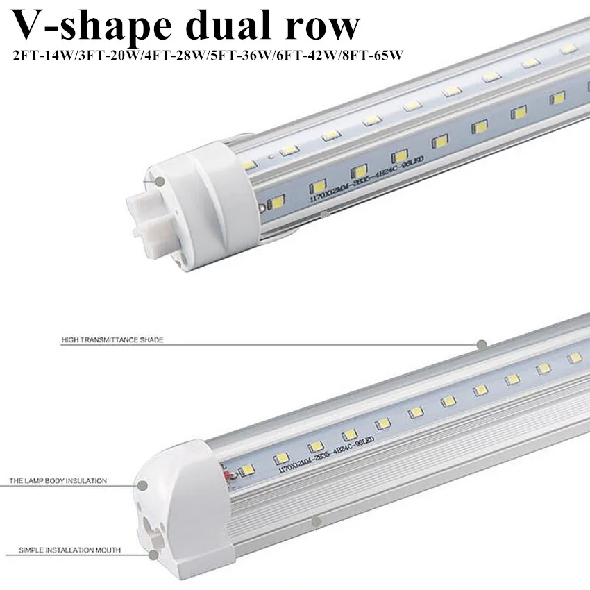25 шт./лот двухрядный светодиодный трубки T8 лампа 2' 600 мм AC110V 220 v G13 интегрированы