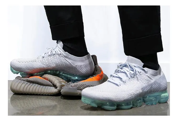 Мужские кроссовки; женская обувь для бега; Vapormax_ ; дышащая обувь с максимальной подушкой; Повседневная сетчатая обувь; увеличивающая рост; цвет белый, черный
