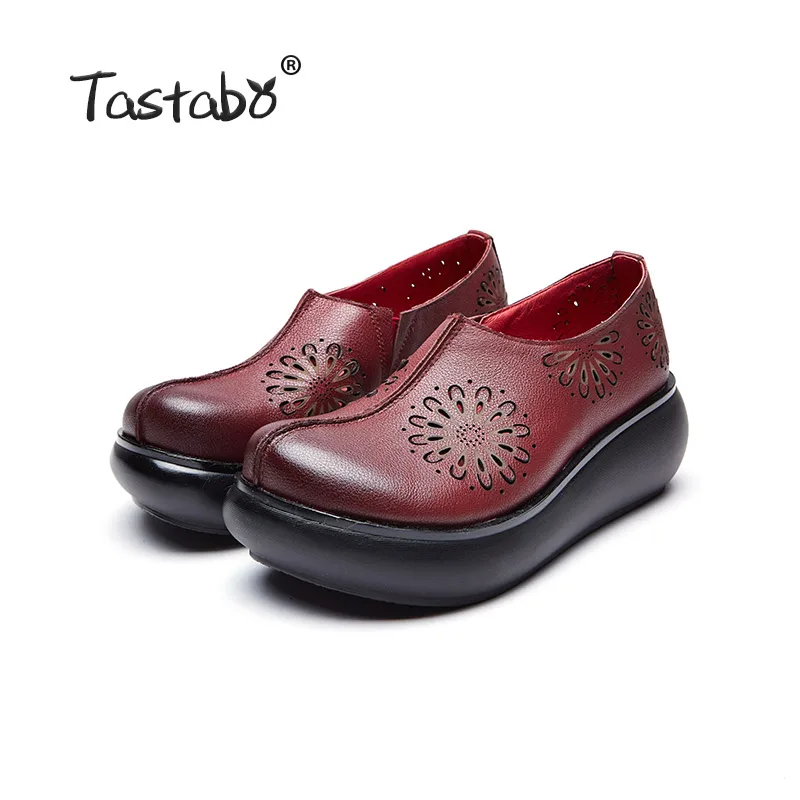 Purple Tastabo/ г., женская обувь на платформе и высоком каблуке модная обувь из натуральной кожи, мягкая кожа, светильник, подошва, ажурный узор - Цвет: Purple