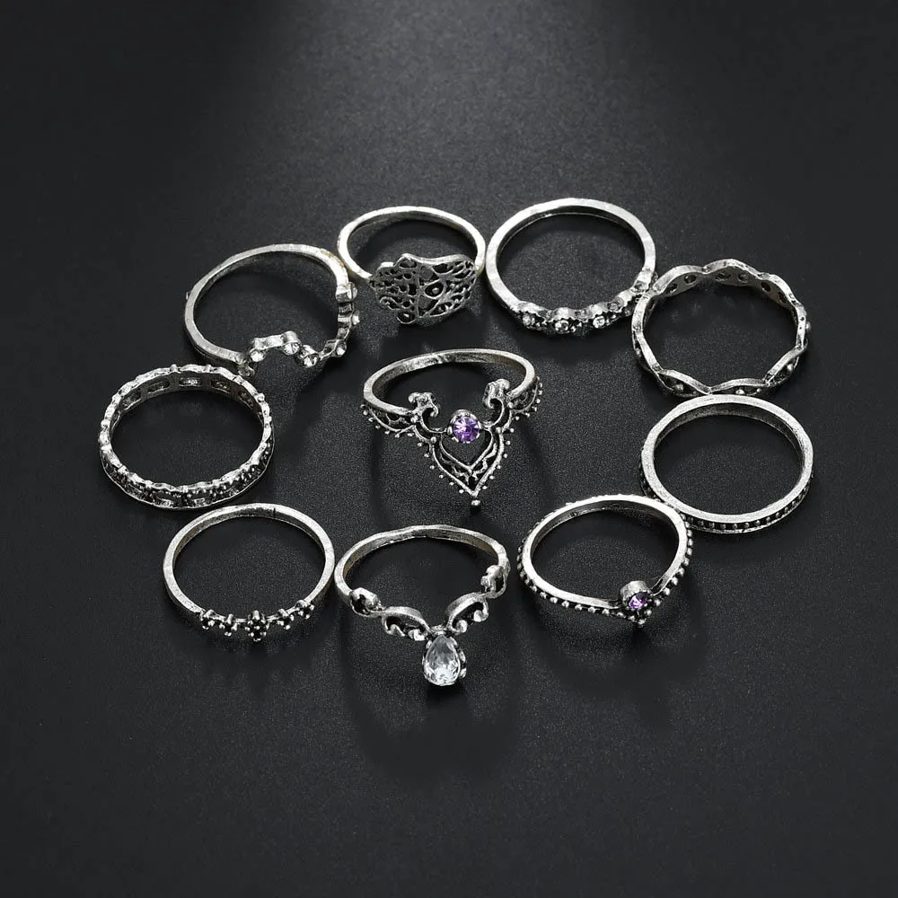 10 шт./компл. Супер ценное винтажное этническое кольцо на кончик пальца v образная