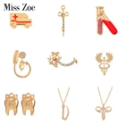 Медицинская брошь, коллекция с кристаллами, кадуцеус, нейрон, пробирка скорой помощи, шприц, зубная булавка, Ювелирное Украшение для врача, медсестры