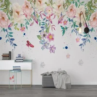 nordic small fresh hand painted floral background wall professional production wallpaper murals custom poster photo wall