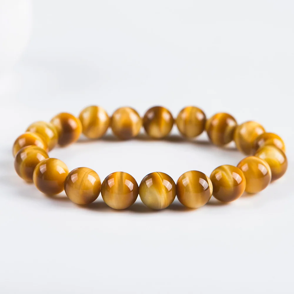 

Top Quality Natural Gold Yellow Tiger Eye Gemstone Round Beads 10mm Bracelet Women Men Crystal Drop Shipping AAAAA