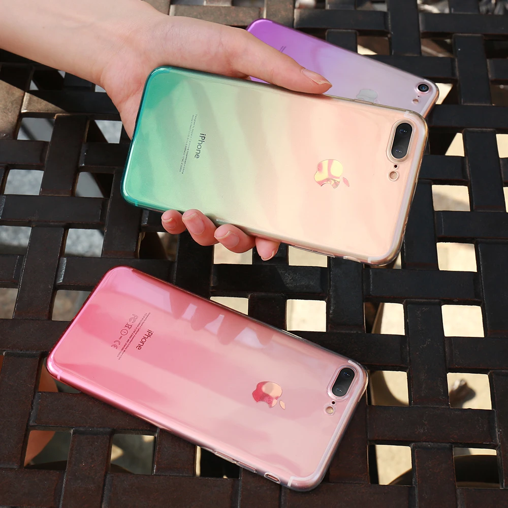 KISSCASE мягкий градиент силиконовые чехлы для iPhone 6 6s 5 5S SE чехол 7 8 плюс XS MAX XR X Ultra Slim