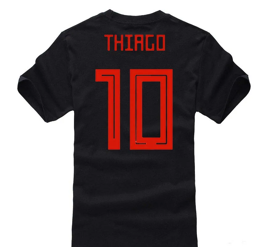 2018 модные THIAGO 10 2 футболка футболист топы футболки мужские 100% хлопок Круглая
