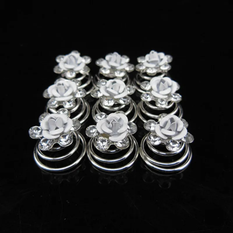 

30Pcs New Women Grils Wedding Prom Rose Flower Crystal Hair Twists Spins Pins Hairgrips