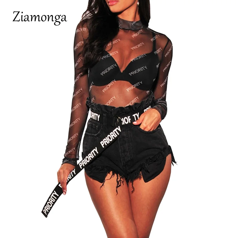 Ziamonga Sheer Mesh Цветочный принт с длинным рукавом сексуальное боди Для женщин топ мода спандекс черный, розовый пикантные в