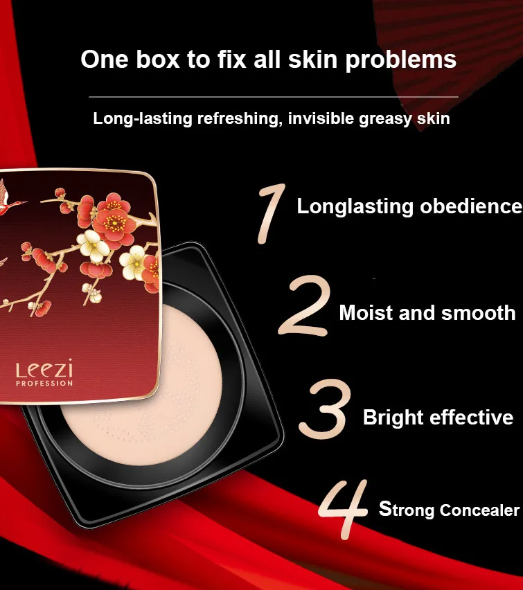 LEEZI air cushion BB крем с кистью в виде гриба 2 цвета яркий натуральный цвет водонепроницаемая основа консилер LZ013