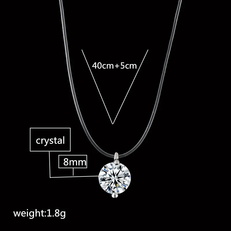 Transparent Fishing Line Necklace Female Silver Invisible Chain Women Rhinestone Choker Collier Femme Punk | Украшения и