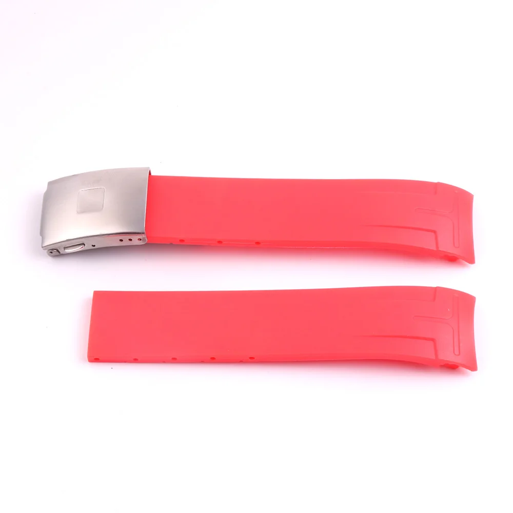22 мм/23 мм/24 мм силиконовые ремешки для часов Tissot T035 T035407 T035.617 T035.439 резиновый спортивный мужской ремешок для часов водонепроницаемый - Цвет ремешка: red silver