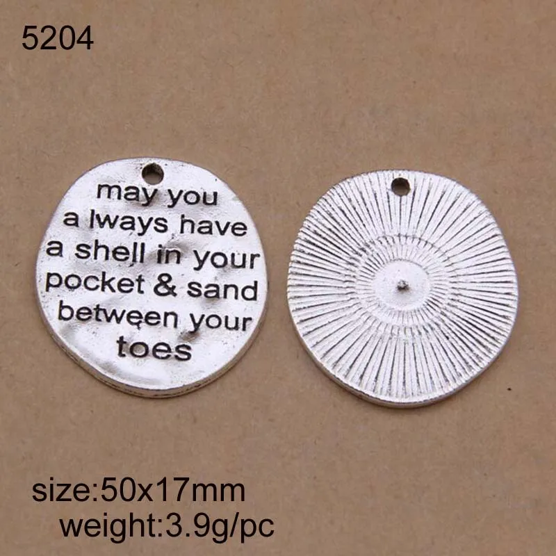 

25pcs/lot Antique Silver Plated Alloy Letter Charm Pendant Handmade Hanging Crafts50x17mm