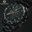 Мужские механические часы FORSINING, модные спортивные часы с хронографом и 3 циферблатами из нержавеющей стали, 2019