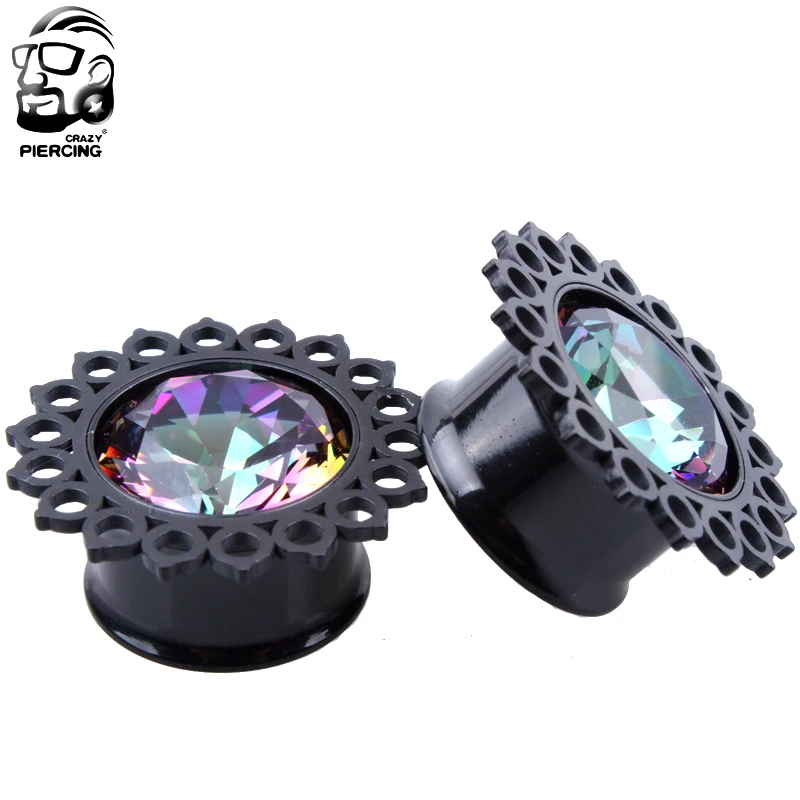 Новое поступление 1 пара акриловые черные цветы модный дизайн затычки для ушей