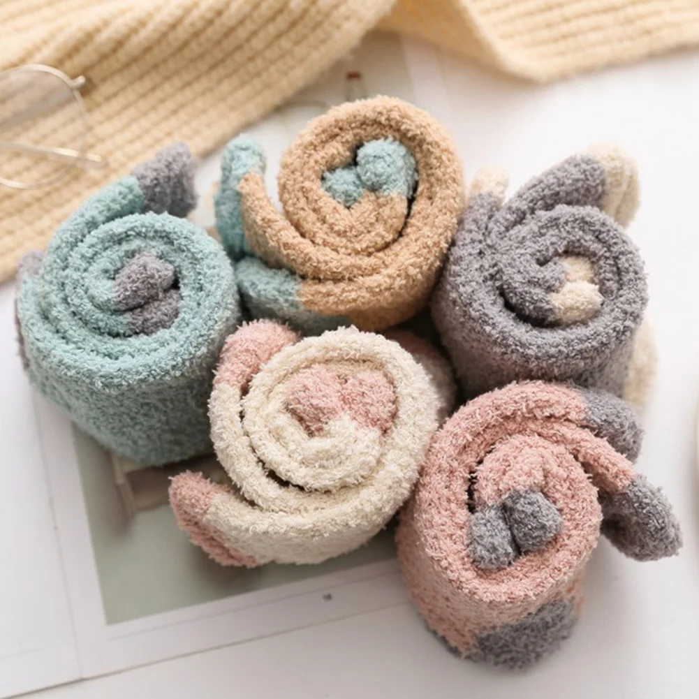 1Pair Coral velvet socks ladies winter home Warm Thicken Soft Casual Floor Elastic half | Женская одежда