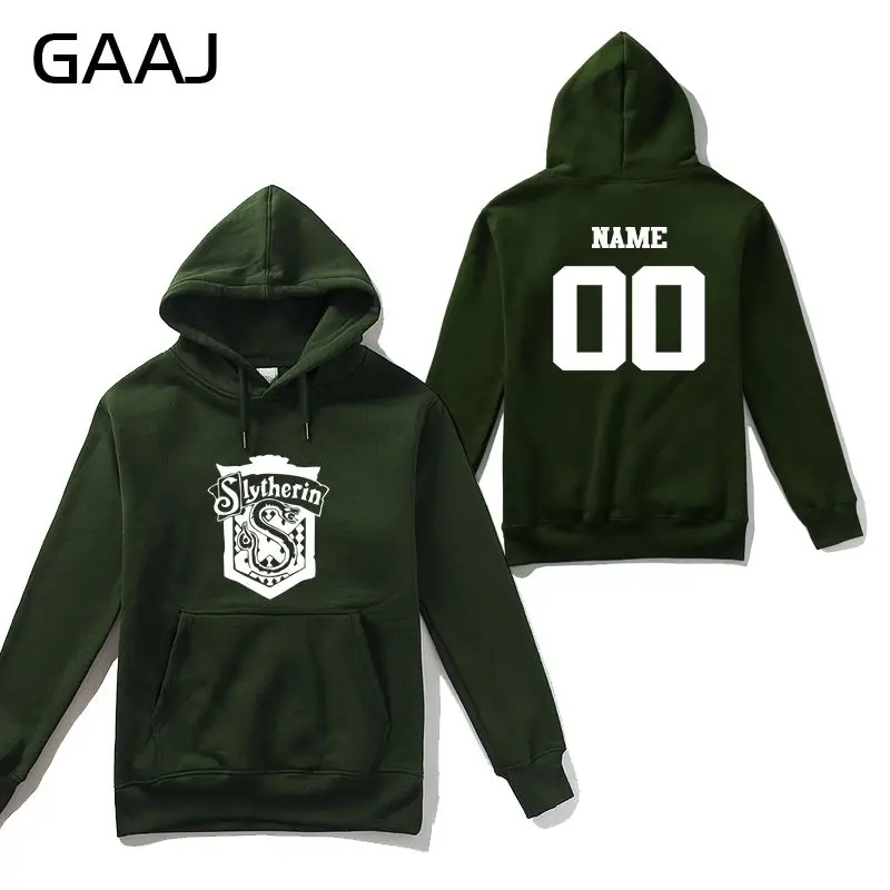GAAJ "Slytherin Quidditch Team" с принтом букв, мужская толстовка с капюшоном, Женская Повседневная Уличная одежда, толстовки, пальто, повседневная мужская куртка, новая куртка - Цвет: Custom Dark Green