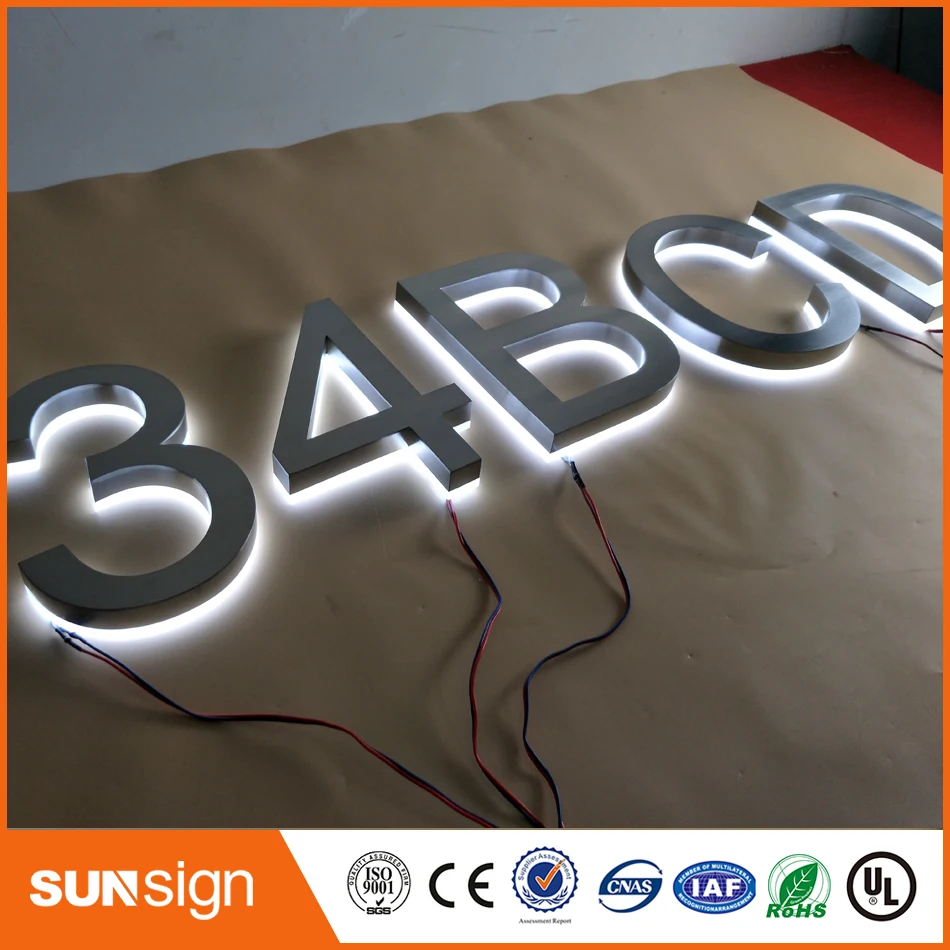 Customized top quality mirror Stainless Steel Backlit signage reverse channel letters sign