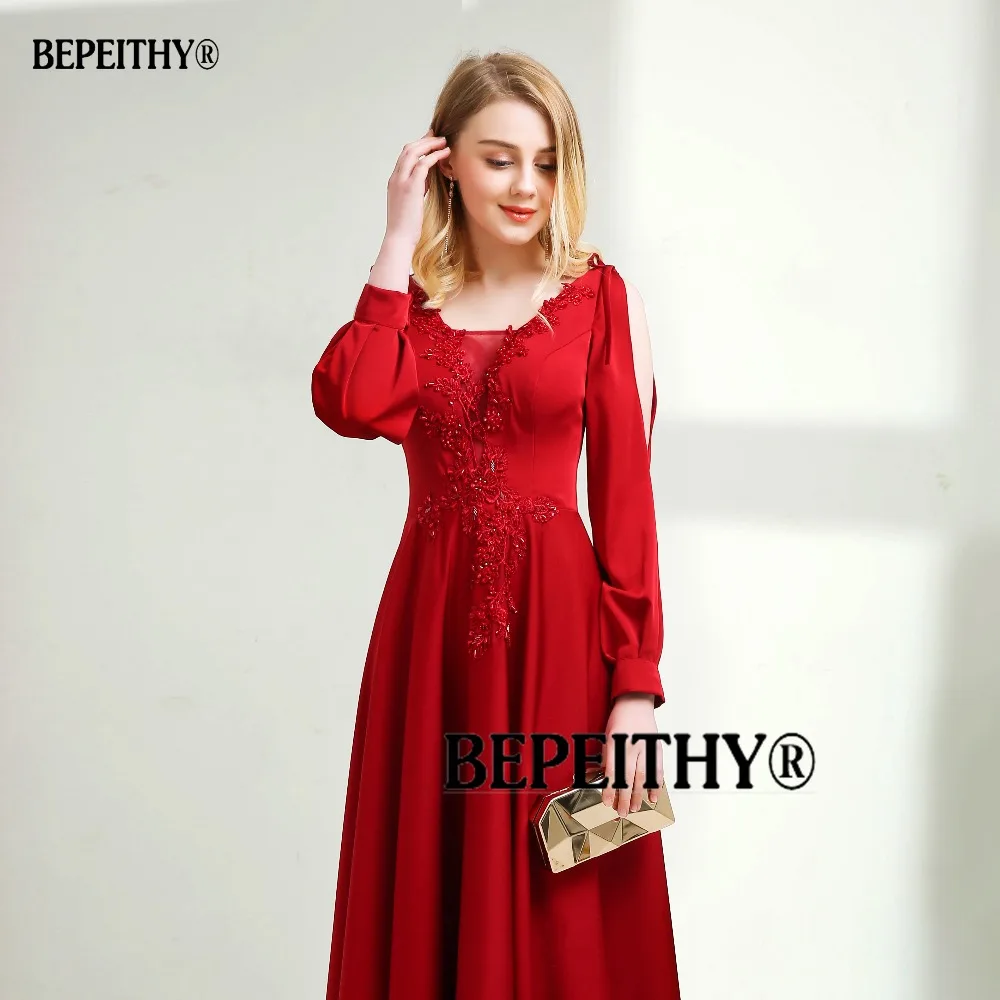 Модное длинное вечернее платье с длинными рукавами vestido de festa кружевное спереди сексуальное платье для выпускного вечера Vestidos Longo