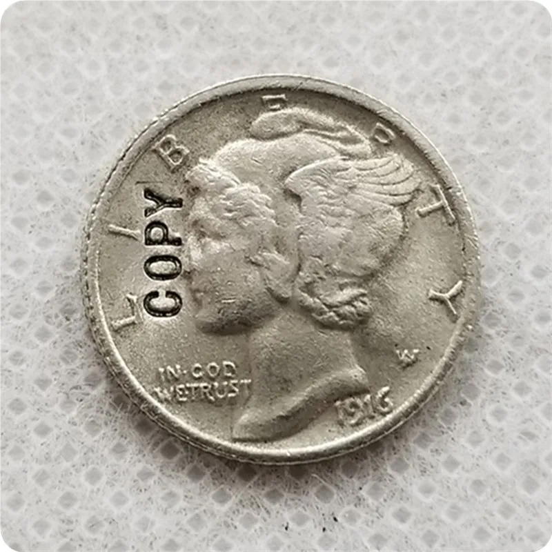 UNC silver США 1916-D ртутный столб копия памятных монет-копии монет медаль коллекционные монеты - Цвет: UNC silver
