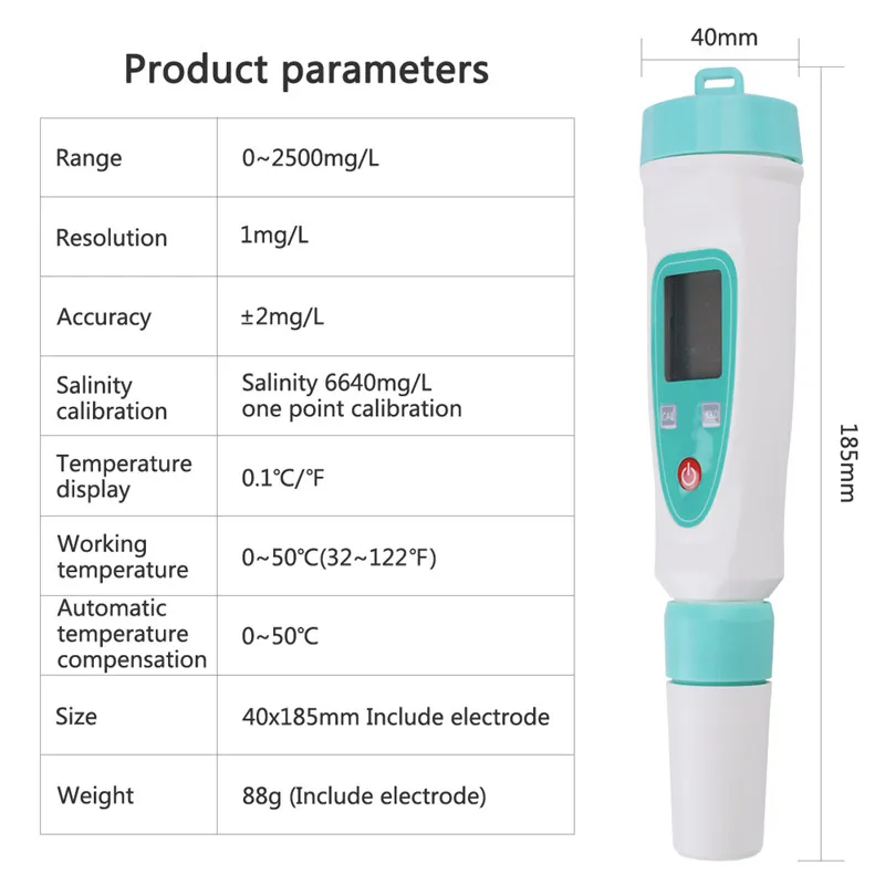 YD-1L цифровая ручка портативный 0-2500ppm Salinometer еда пресноводный аквариум Соленость метр тестер анализатор качества воды