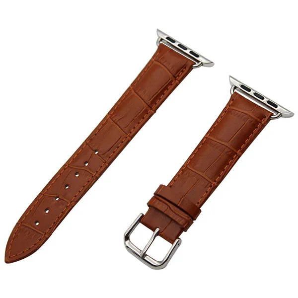 Light Brown Ремешок для часов Croco из натуральной кожи для 38 мм, 40 мм, 42 мм, 44 мм, iWatch, Apple Watch, серия 5, 4, 3, 2, 1, ремешок с стальной пряжкой, браслет - Цвет ремешка: Light Brown