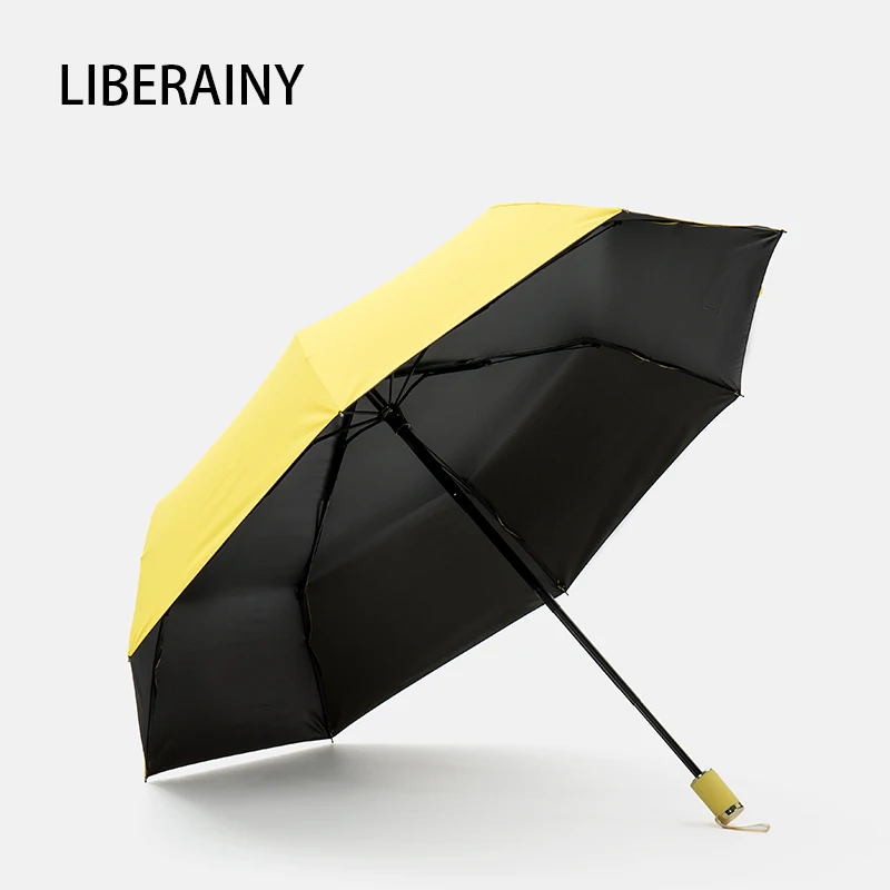 LIBERAINY Золотой яркий чистый цвет Солнечный Дождливый Солнечный ветер анти-УФ складной подарок Мода зонтик девушка женщина пляж праздник желтый