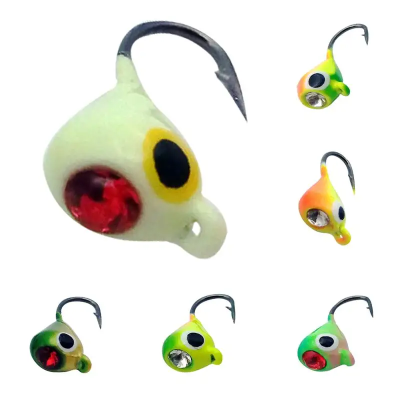 

6 Pcs/Lot Winter Ice Fishing Fishhooks 1.8cm 2.3g Mini CuteMetal Lead Head Fish Shape hooks Fishing Tackle Accessories