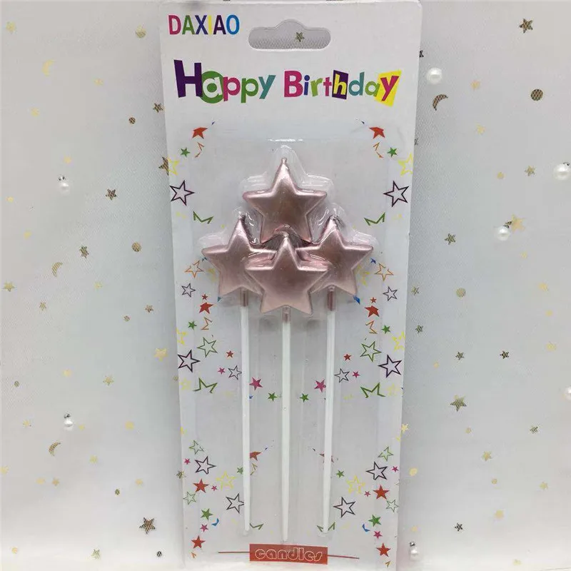 star rose gold 1 шт. свечи в форме букв, розовые, золотые, серебряные, красный торт, день рождения, праздничные свечки для украшения торта, подарок - Цвет: star rose gold