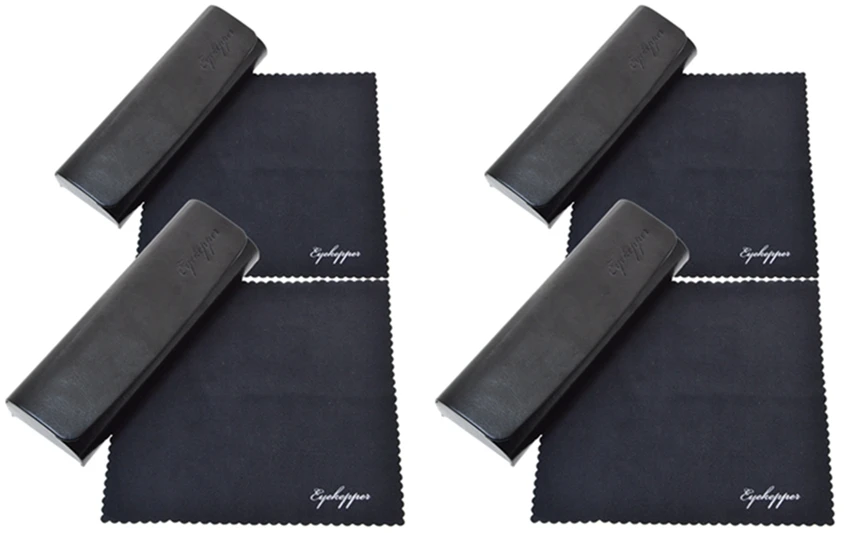 4 pcs Black R2 очечник для мужчин Wo для мужчин s металлический футляр для очков с микрофиброй для чистки мягкой тканью - Цвет: 4 pcs Black