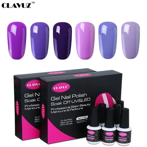 purple 004 CLAVUZ 6 шт./партия, 8 мл, фиолетовый, 48 цветов, лак для ногтей, набор для ногтей, Гель-лак, набор, Гель-лак, Лаки, замачивание, Полупостоянный гель, наборы - Цвет: purple 004