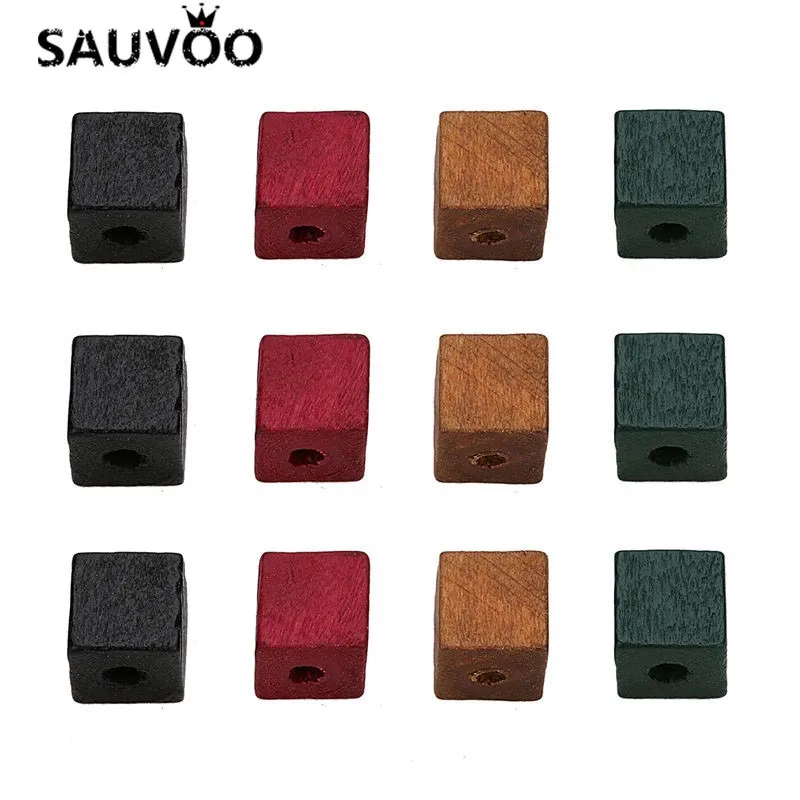 SAUVOO 50 шт. 12 мм 14 мм натуральный квадратный деревянный бусина с большой дырой бусины Свободные спейсеры Шарм нет вреда деревянные бусины для DIY малыш ювелирных изделий
