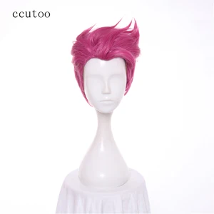 Парик для косплея из коротких синтетических волос розового цвета, из термостойкого волокна