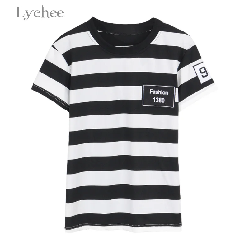 Футболка Lychee женская с надписью Повседневная Свободная рубашка цветными