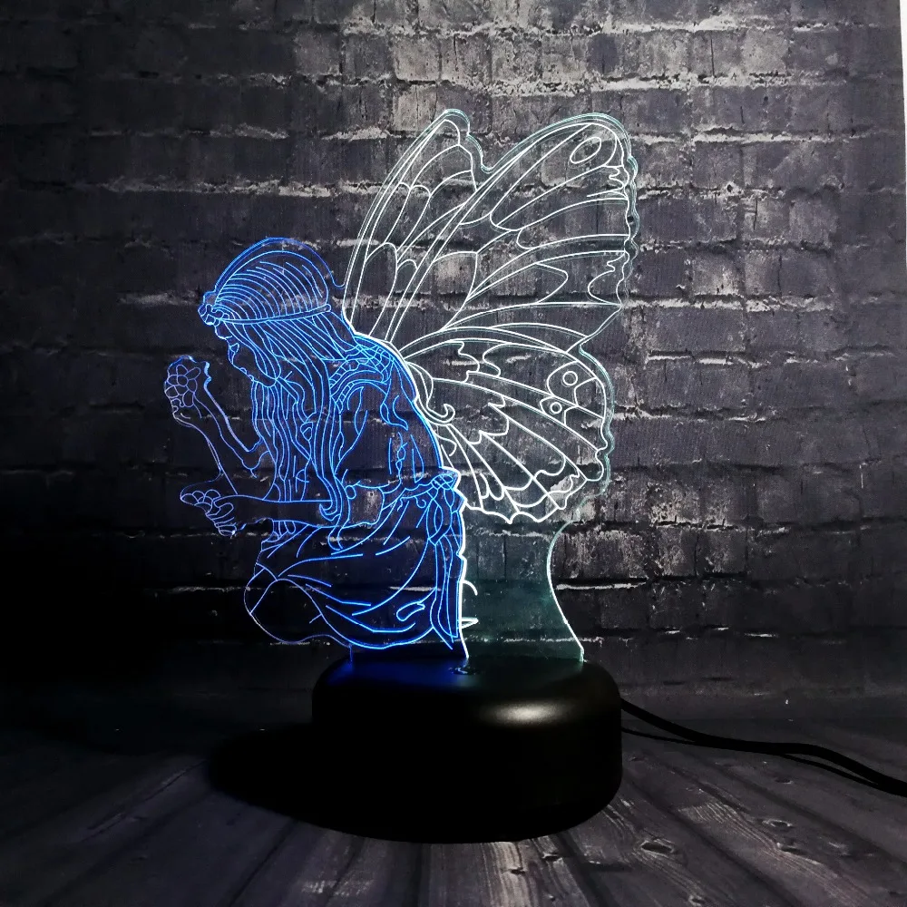 3D МИМ светодиодный ночник сказка Ангел принцессы 7 цветов Изменение Home Decor