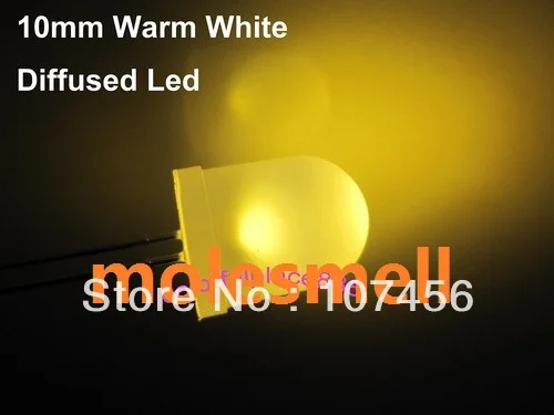 

250 шт Белый 10 мм Рассеянный теплый белый 1200mcd ультра яркий светодиодный ОД 10 мм светоизлучающий диод